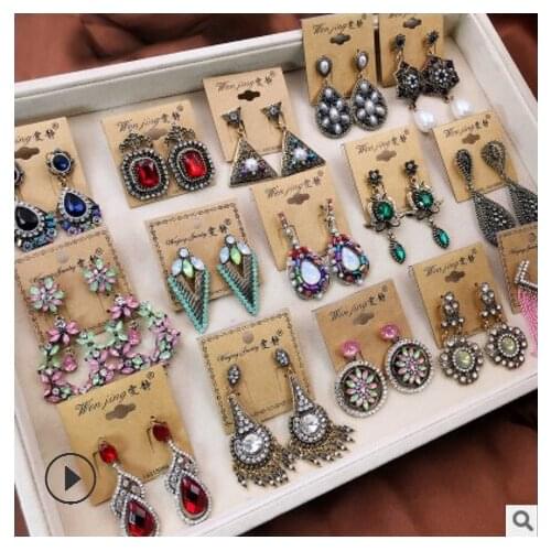 Brand Newest Fashion Big Name Bohemia Leaf Women Drop Earrings Dream AB Colors Crystal Alloy Feminine Dangle Earrings