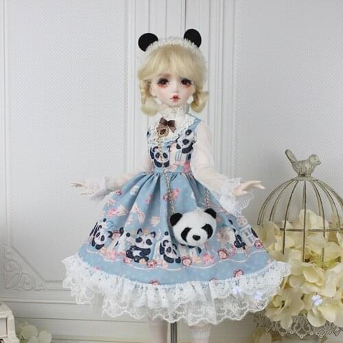 1/6 1/4 1/3 Scale BJD Clothes Retro Lolita Cute Panda Print Dress Set For BJD/SD YOSD MSD SD13 Girl Doll Accessories C1022