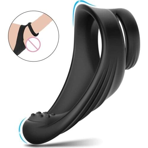 Silicone Dual Penis Ring Longer Harder Stronger Erection Enhancing and Orgasm Sex Toys for Men Cock Ring Delay Ejaculation