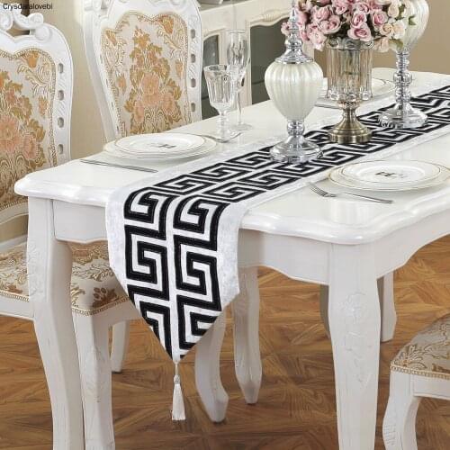 Modern Simple Style Table Runner Tea Table Cloth Fashion Table Cloth Table Flag New Classical Retro Chinese Black and White Red