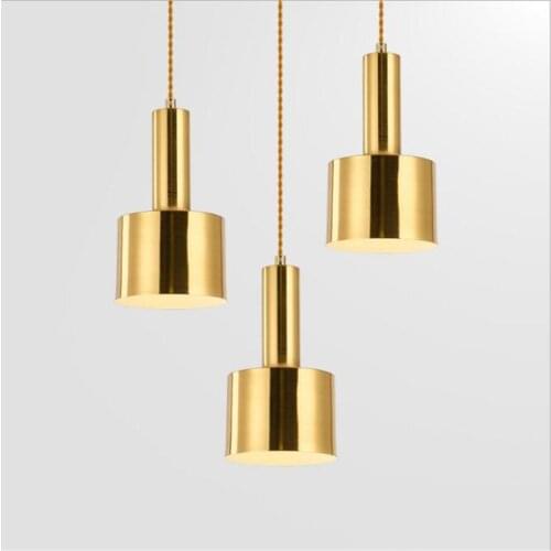 Modern Simple Nordic Gold Iron Suspenison for Dining Room Bar Bed Side Foyer Creative Copper Pendant Light 2429