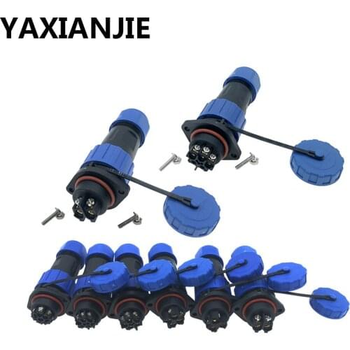 SP20 IP68 waterproof connector plug Flange 2 3 4 5 6 7 pin Screw crimping without welding connectors plug and socket