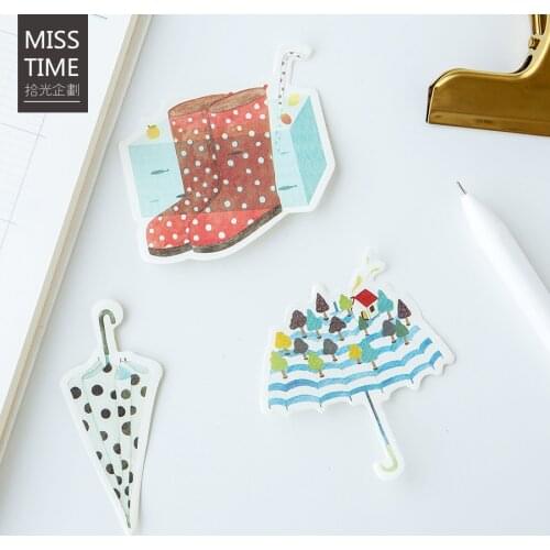 30pages/pc Rainy Day Memo Pad Sticky Notes Bookmark School Office Supply Note Paper Scrapbooking Sticker
