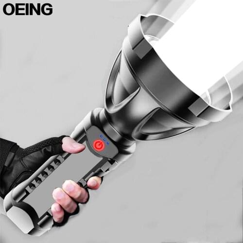 LED Super Long-range Flashlight Outdoor Lighting USB Rechargeable Portable Searchlight Torch Lighter Battery Display Camping