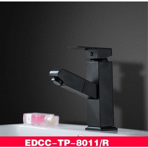 TP-8011 Stainless steel pull-type hot and cold tap basin washbasin washbasin rotating black basin toilet retractable