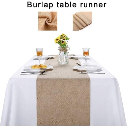 Vintage Burlap Table Runner Rustic Chair Table Runner Farmhouse Decor Weekend Picnic Patry Wedding Decoration Dinner Table Cover