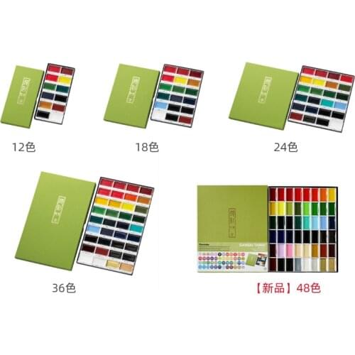 Kuretake Gansai Tambi High Quality, Traditional Japanese Paints for Artists and Crafters,12 18 24 36 48 Colors, Art Supplies