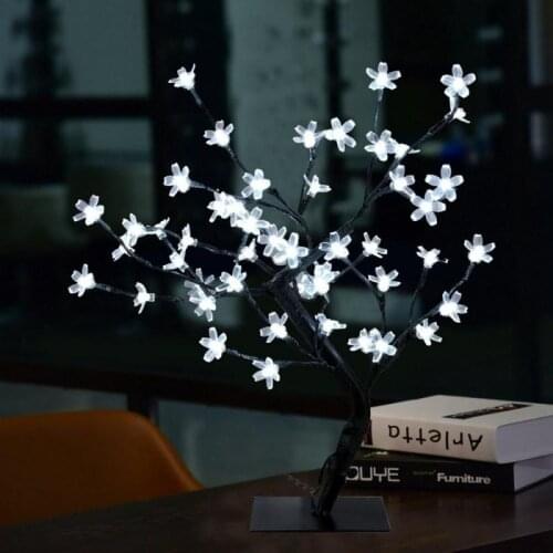 Upscale Simulation Cherry Blossom Flower Glow Trees 40CM Tall 36 pcs LED Night Lights for Christmas Wedding Window Indoor Decor