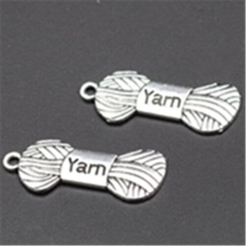 WKOUD 15pcs Silver color yam charm alloy pendant for bracelet necklace DIY fashion jewelry making 31x12mm A663