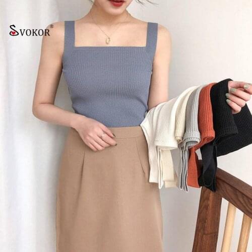 SVOKOR Knitted Tank Tops Women Summer Camisole Comfortable Sleeveless All-Match Top camisole