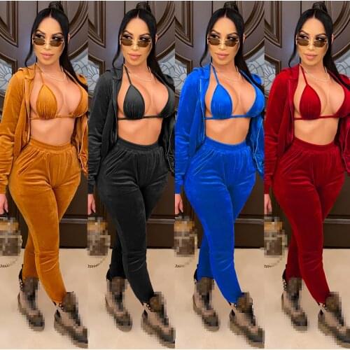 3 piece set women three piece set crop top coat pants March pieces sets fall clothes for women outfits tracksuits sexy