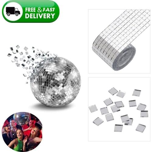 1Roll Self-Adhesive Square Glass Mirror Tiles For DIY Bathroom Mirror Wall Sticker Handmade Crafts Home Decor KTV supplies