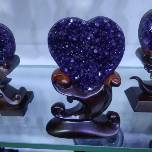1pcs Natural Crystal Amethyst Love Heart Shaped Ornaments Quartz Crystals Mineral Jewelry Home Decoration Energy Stone Decoratio