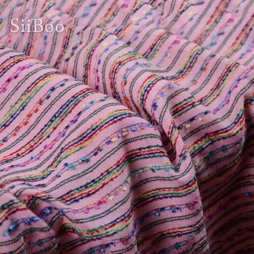 2018 New fashion spring rainbow striped weaving fabric for suit trench coat pants pink fabrc telas tecidos stoffen tissu SP5510