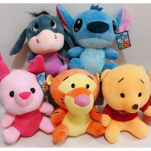 5 pieces A Lot 20 cm Plush Toy Soft Stitch Winnie Tigger Piglet Eeyore Plush Toy Stuffed Cartoon Toy For Children