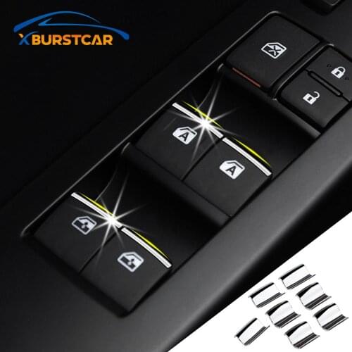 7Pcs for Toyota Corolla RAV4 REIZ Camry Highlander Prius Land Cruiser Vios Prado 150 Car Windows Control Panel Knob Sequins Trim