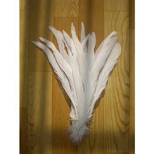 Free shipping wholesale 100 Pcs 14-16 Inches(35-40cm) pure white Rooster Feathers natural coque tail feather plumes
