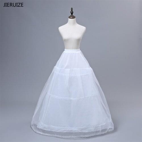 JIERUIZE In Stock Free shipping High Quality White Petticoats 3 Hoops Lace Wedding Accessories For Wedding Dresses Bridal Gowns
