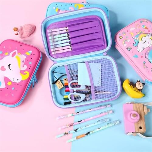 Pencil Cases Kawaii Stationery Organizer Unicorn EVA Cute Fundas Trousse Scolaire Estuches School Case Estojo 3D Pencil Box Etui