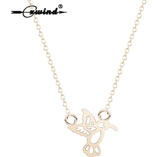 Cxwind Cute Hummingbird Necklace Female Fashion Animal Bird Charm Wedding Pendant Clavicle Chain Necklaces Jewelry
