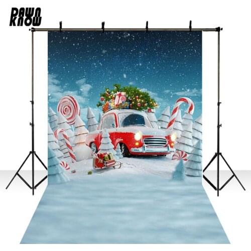 DAWNKNOW Merry Christmas Photo Background Fotografia Cartoon Car Photography Backdrop Photocall Children Photo Studio lv984