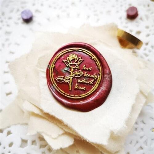 Stamp head of Rose flower with letters Sealing stamps Retro Wood Stamp Wax Seal Stamp Wedding Decorative sealing Stamp wax seals
