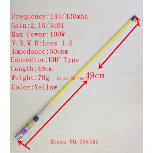 KINNOTA Fiber Glass Yellow UHF&VHF dual band 144/430mhz antenna for Kenwood Motorola Yaesu etc Car Mobile Radio 100W High Gain