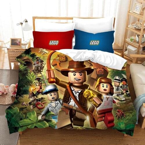 Toy Print Bedding Set Dot Building Blocks Duvet Cover Comforter Bed Quilts Cover Kids Boy Colorful Bricks Game Bed Set King Size