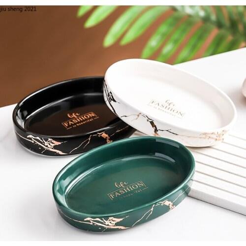 Creative Ceramic Marble Pattern Soap Box Luxury Soap Dish Simple Home Bathroom Soap Tray Modern Bathroom Decoration Accessories