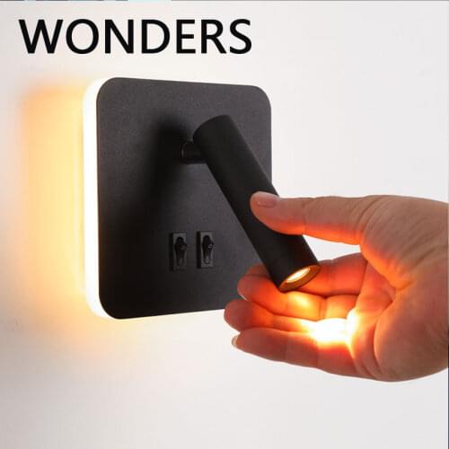 Modern Creative bedroom bedside reading LED wall lamp Home Rotatable adjustable бра multifunctional wall light with switch