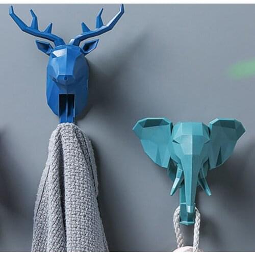 Bathroom Wall Hanging Organizer Creative Elephant Antlers Kitchen Hooks Self-Adhesive Hanger Coat Storage Rack Home Accessories