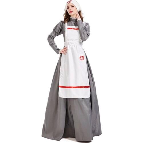 M-XXL Women Nightingale Cosplay Female Halloween Doctor Nurse Costumes Carnival Purim Parade Stage Show Role Play Party Dress