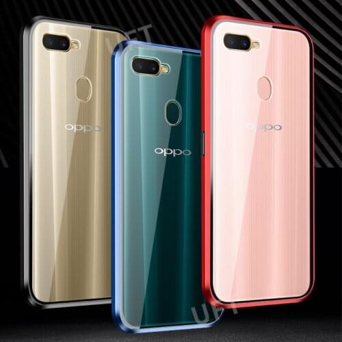 360 Full Protection Magnetic Metal Case For OPPO A7X OPPO AX7 A7 A5S A3S A9 A9X Double sided Tempered Glass Cover