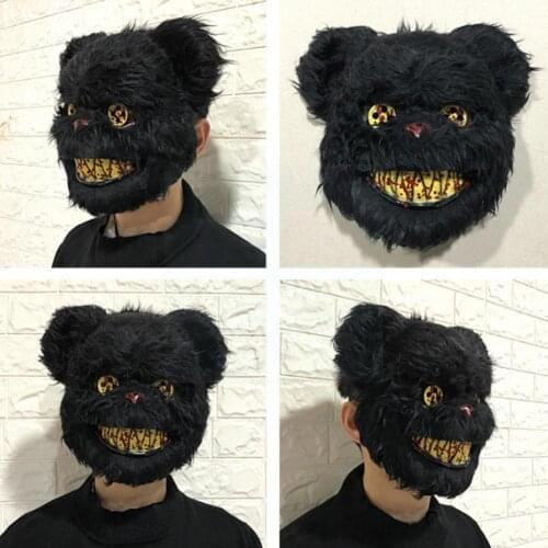 Douyin The Same Halloween Mask Plush White Bunny Rabbit Panda Wolf Killer Creepy Mask Horror Bear Masque Bloody Z3K0