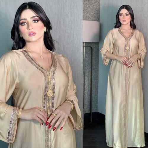 MD Moroccan Caftan Evening Gowns Muslim Abaya Dubai 2021 Women Flannel Dresses Long Sleeve Pakistani Robe Arabe Islamic Clothing