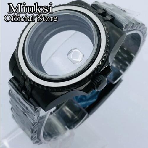 Miuksi 40mm black PVD case sapphire glass jubilee bracelet fit NH35 NH36 ETA2836 Miyota 8205 8215 821A DG 2813 3804 movement