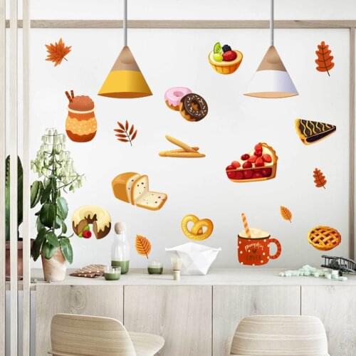 Cartoon bread dessert pattern Wall sticker Kitchen dining living room home decoration background wallpaper for kids stickers