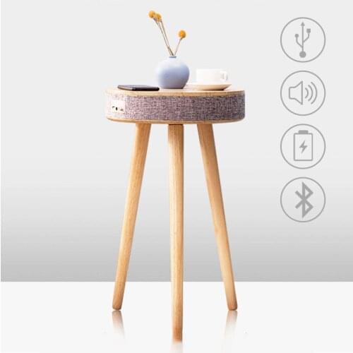 Music Round Table Multi Tea Table Living Room Office Solid Wood Intelligent Wireless Charging Smart Bluetooth Speaker Table