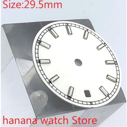 NO logo Aseptic 29.5mm Round Dial Date Kit ETA 2824/2836 Miyota 8215/8205/821A Movement Mens Watch Night Disc Parts white