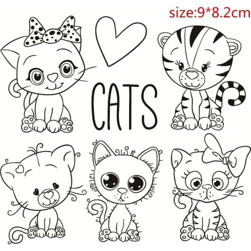 Animal Cat Transparent Silicone Rubber Stamp And Metal Die Sheet Cling Scrapbooking DIY Cute Pattern Photo Album Stamp