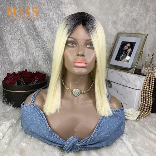 Synthetic Straight Lace Front Wigs For Women Blonde Wig Kanekalon 14inches 13X4X1 Blonde Red Short Bob Wig Cosplay