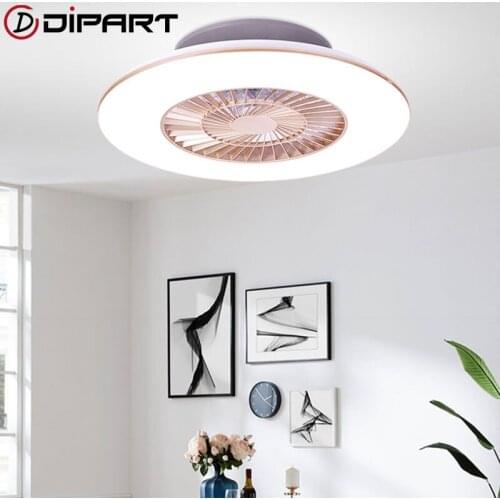 Modern Fashion Ceiling Fan With Light Round Invisible Fans Home Decora Lighting Children Home Restaurant Three color Remote cont