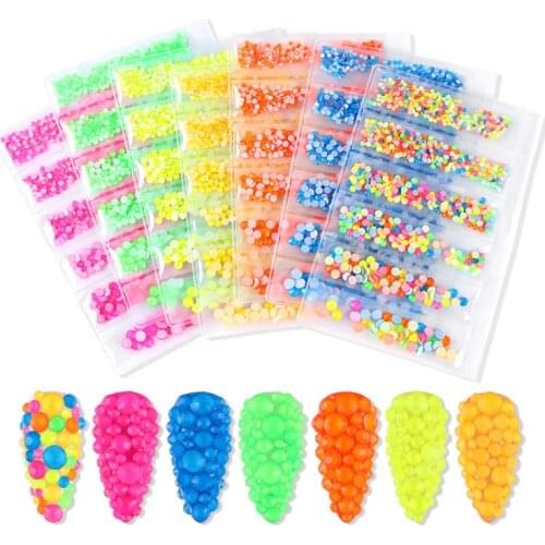 SS6-SS20 Luminous Noctilucent color Nail Rhinestones Glitter Glass Gem 3D Charm Flatback Strass Fluorescence AB Art Decorations