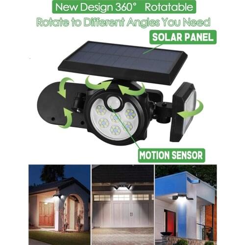 LED Solar Power 3-Head Rotatable Wall Light Waterproof Lawn Stakes Sensor Light Solar Light 3-Head Rotatable Wall Light