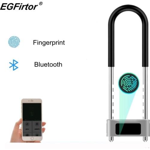 Fingerprint U Lock Bike IP65 Waterproof Bluetooth APP Control Bicycle Smart Lock With USB Charge Anti-Theft Safety Glass Door