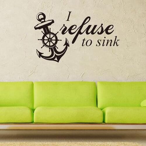 Refuse to sink anchor vinyl wall decal home decor living room bedroom art wallpaper removable wall stickers