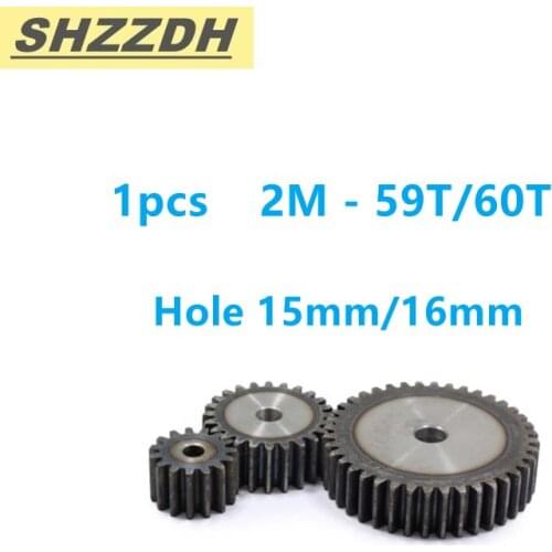 1pcs 2M 59T 60T inner hole 15mm 16mm spur gear standard hole 90 degree 45# steel quenching processing