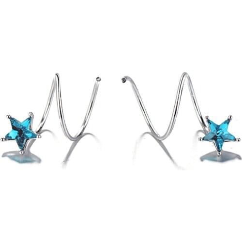 Crystal Blue Star Stud Earrings For Women Wedding Birthday Gift Jewelry Brincos Dropshipping eh367