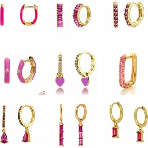 BOAKO 925 Sterling Silver Earrings For Women Red Zircon Earrings Dangle Girl Earring Pendientes Mom Gift 2021 Trend Vintage