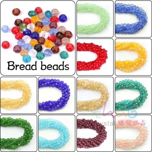 ZHUBI Austrian Crystal Blue Bread Charms Jewelry 6/8MM Wholesale Rondelle Glass Faceted Loose Craft Beads For Costume Acessories